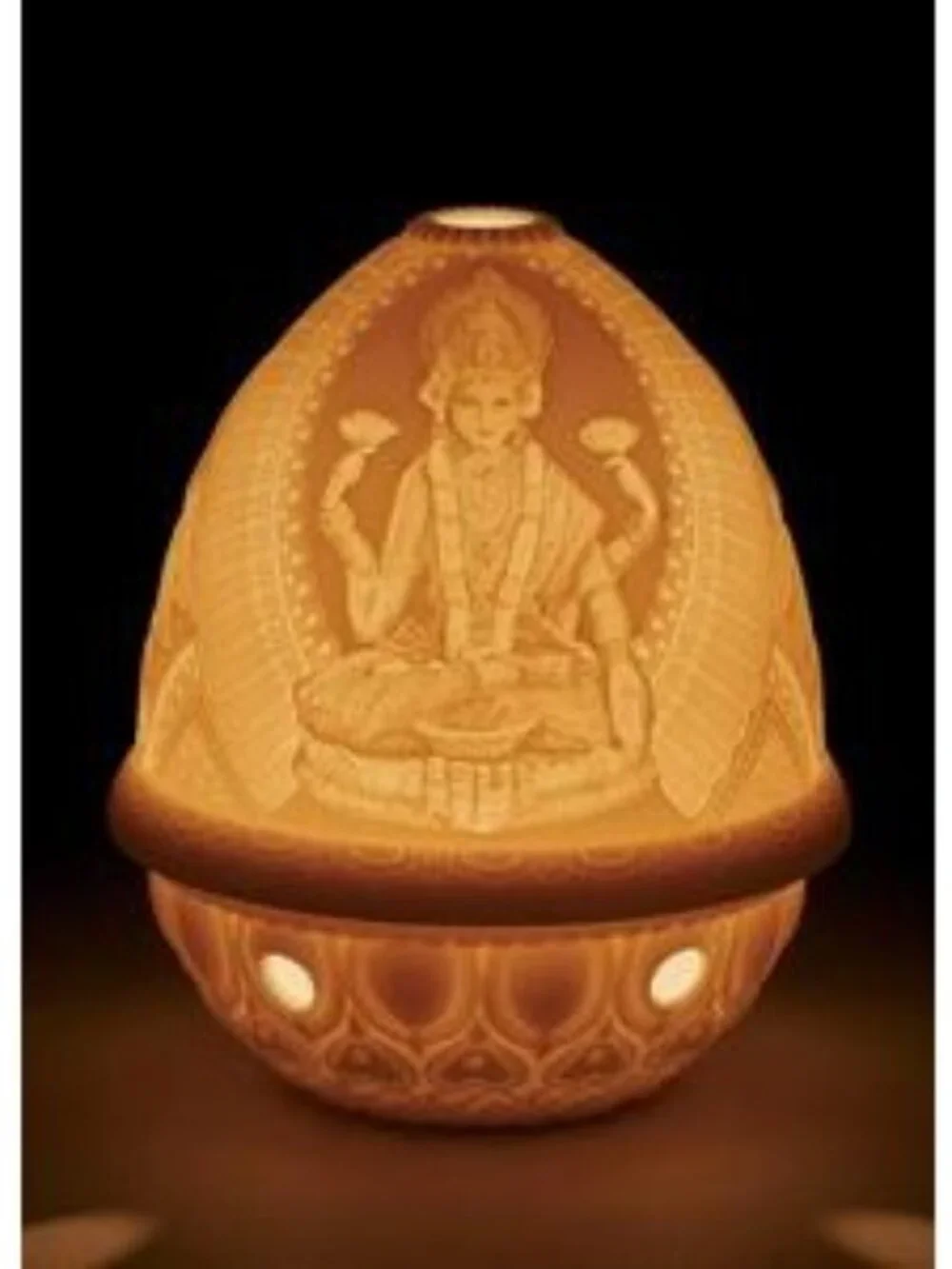 LLADRÓ Goddess Lakshmi Lithophane Porcelain Night Lamp  Intricate Relief Design
